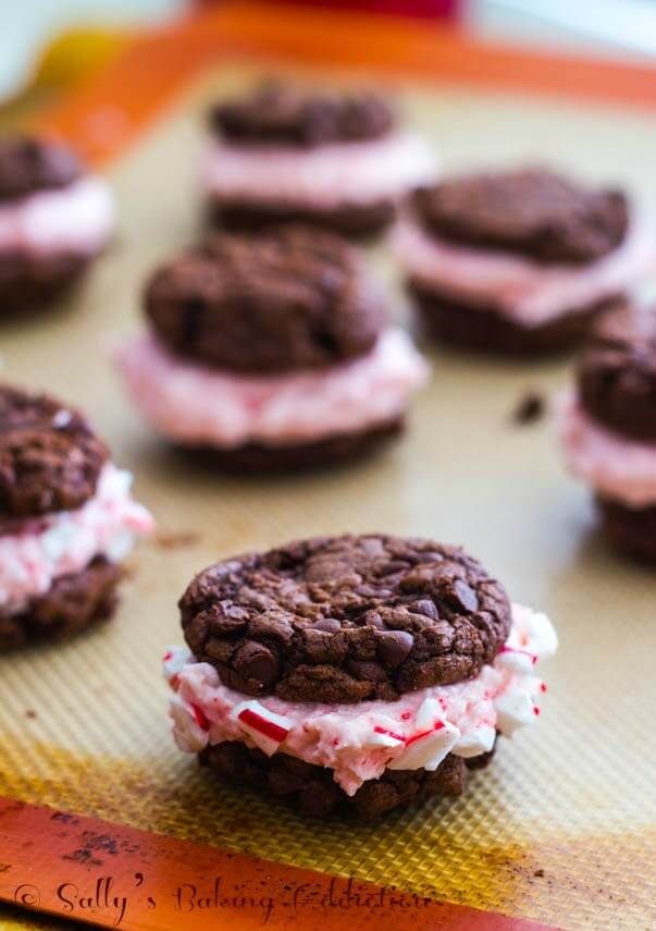 Chocolate Fudge #Cookies with candy cane buttercream