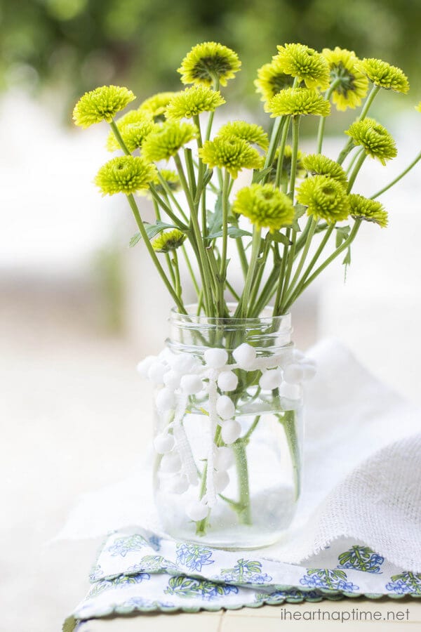 Mason jar with flowers on iheartnaptime.net