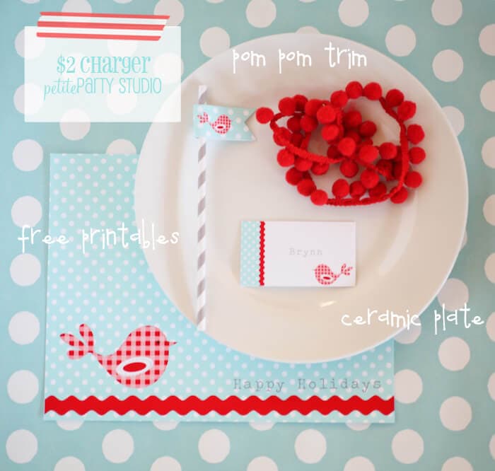 Cutest #DIY charger + cake stand w/ FREE printables for your holiday parties. Created by Petite Party Studio on iheartnaptime.net