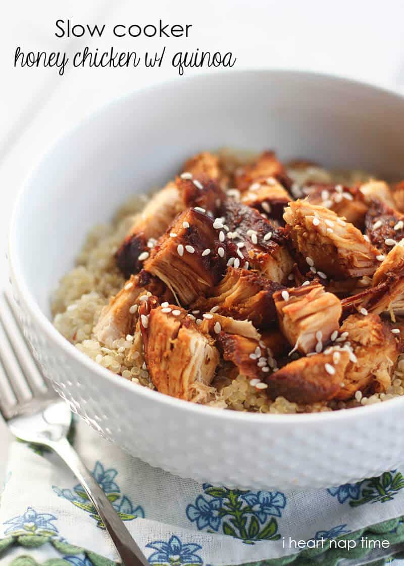 Slow cooker honey sesame chicken with quinoa on iheartnaptime.net ... super easy to make and absolutely delicious! #recipes