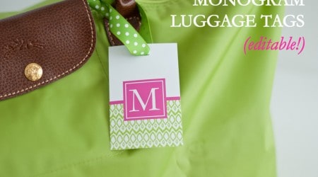 Customizable Printable Monogram Luggage Tags