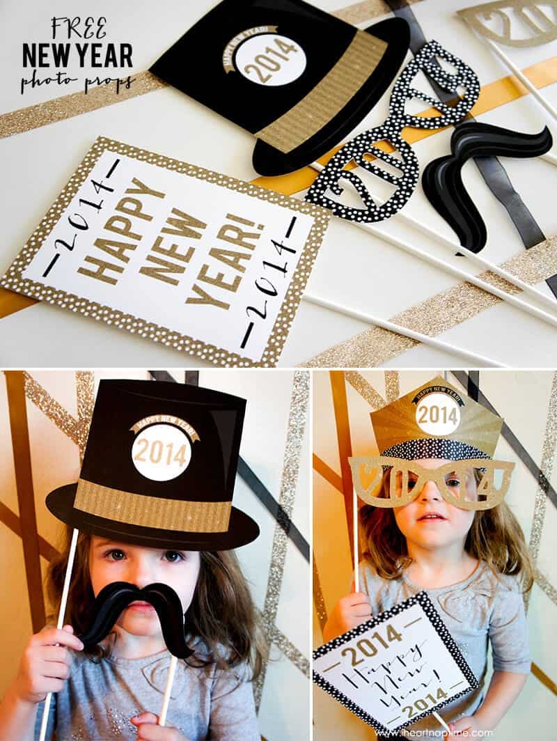 Free Printable New Year's Photo Props on www.iheartnaptime.com #photoprops #newyears #freeprintables