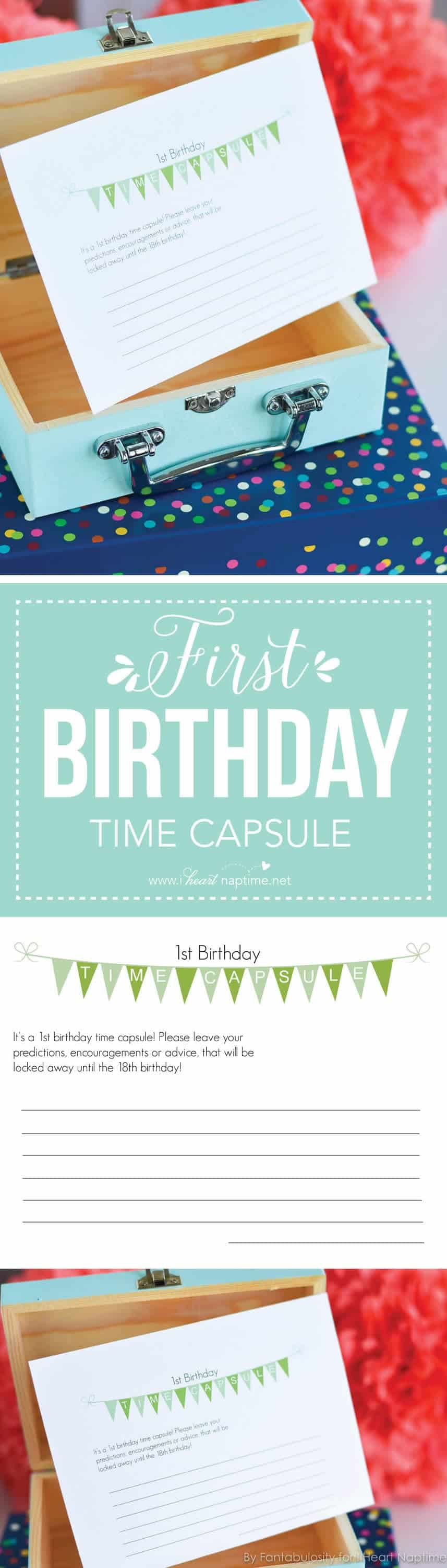 First Birthday Time Capsule with Free Printable I Heart Nap Time