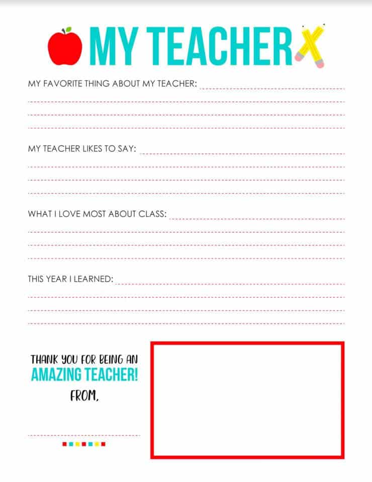 All about my teacher printable I Heart Nap Time