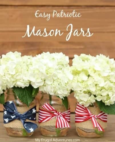 Easy Patriotic Mason Jars + 50 Festive Memorial Day BBQ Ideas...creative ways to kick-off summer and celebrate our freedom while remembering our fallen heroes!