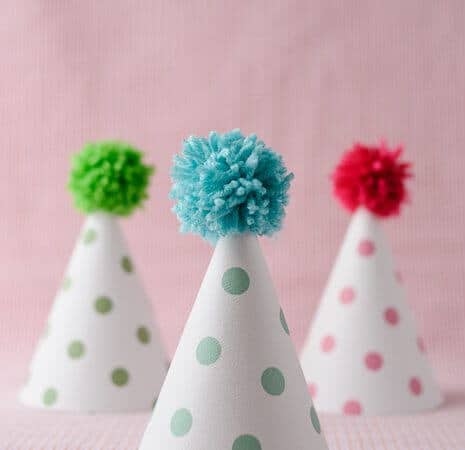 Printable Pom Pom Polka Dot Party Hats + DIY First Birthday Shirt and Party Hat - plus 15 other birthday outfit ideas to make your little one unbelievably adorable on the Big Day!