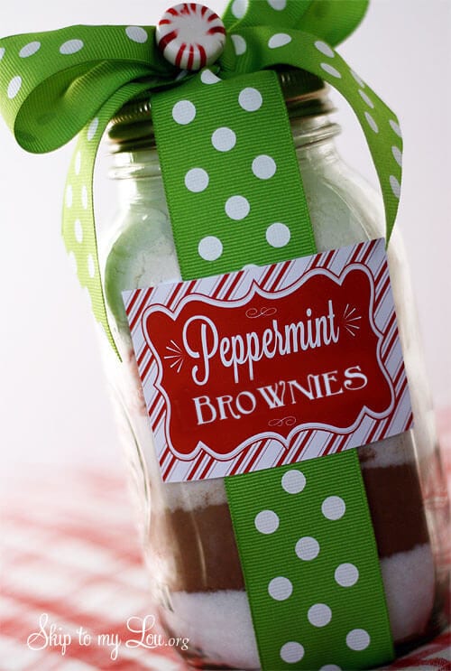 Idea de regalo de brownie de menta en tarro