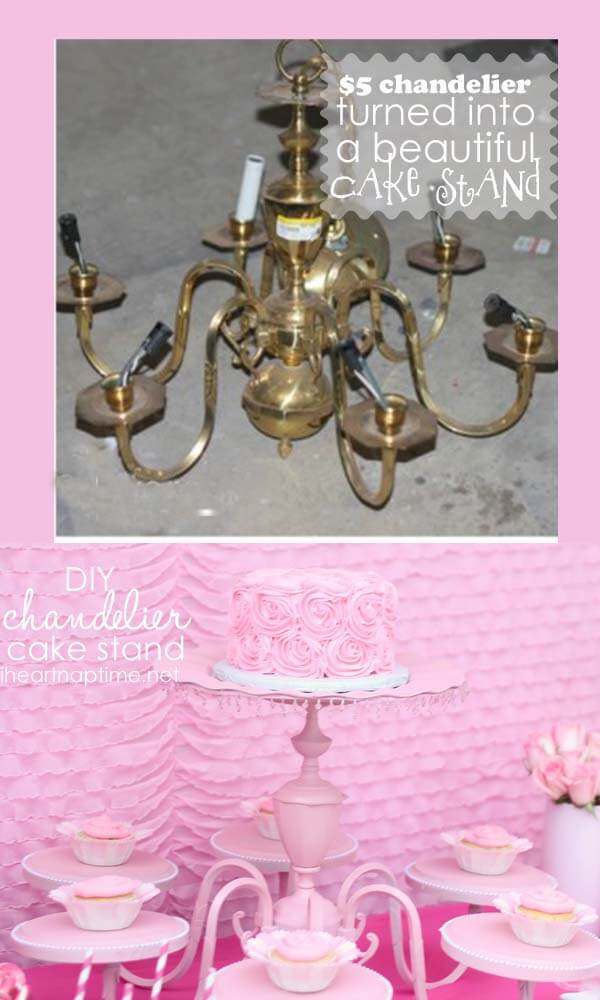 Diy Cake Stand Gorgeous Centerpiece Made From An Old Chandelier Chandelier