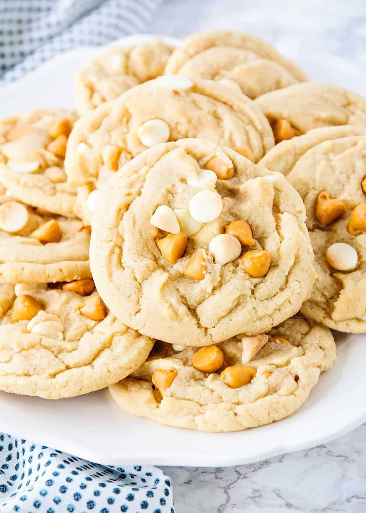 Plate full of butterscotch cookies.