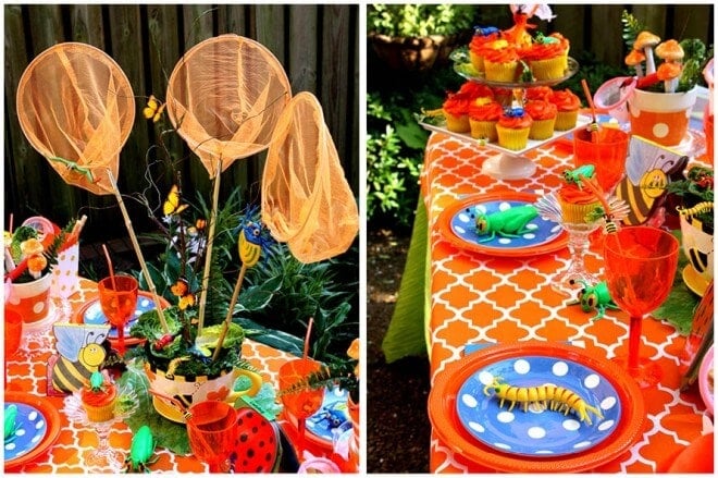 colorful bug birthday party decorations 