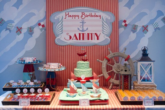 sailing birthday party table 