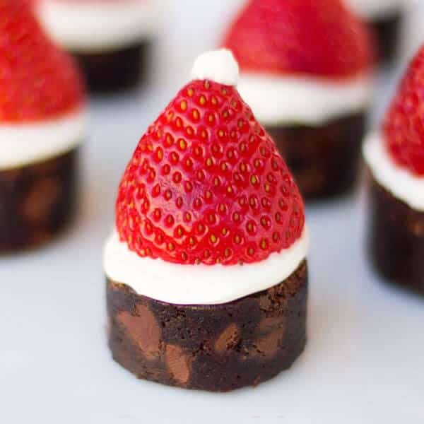 Strawberry Santa Hat Brownies | 17 Christmas Brownie Recipes You Can Give As Presents