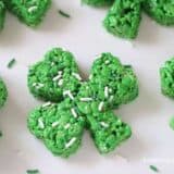 a green rice krispie treat in the shape of a clover