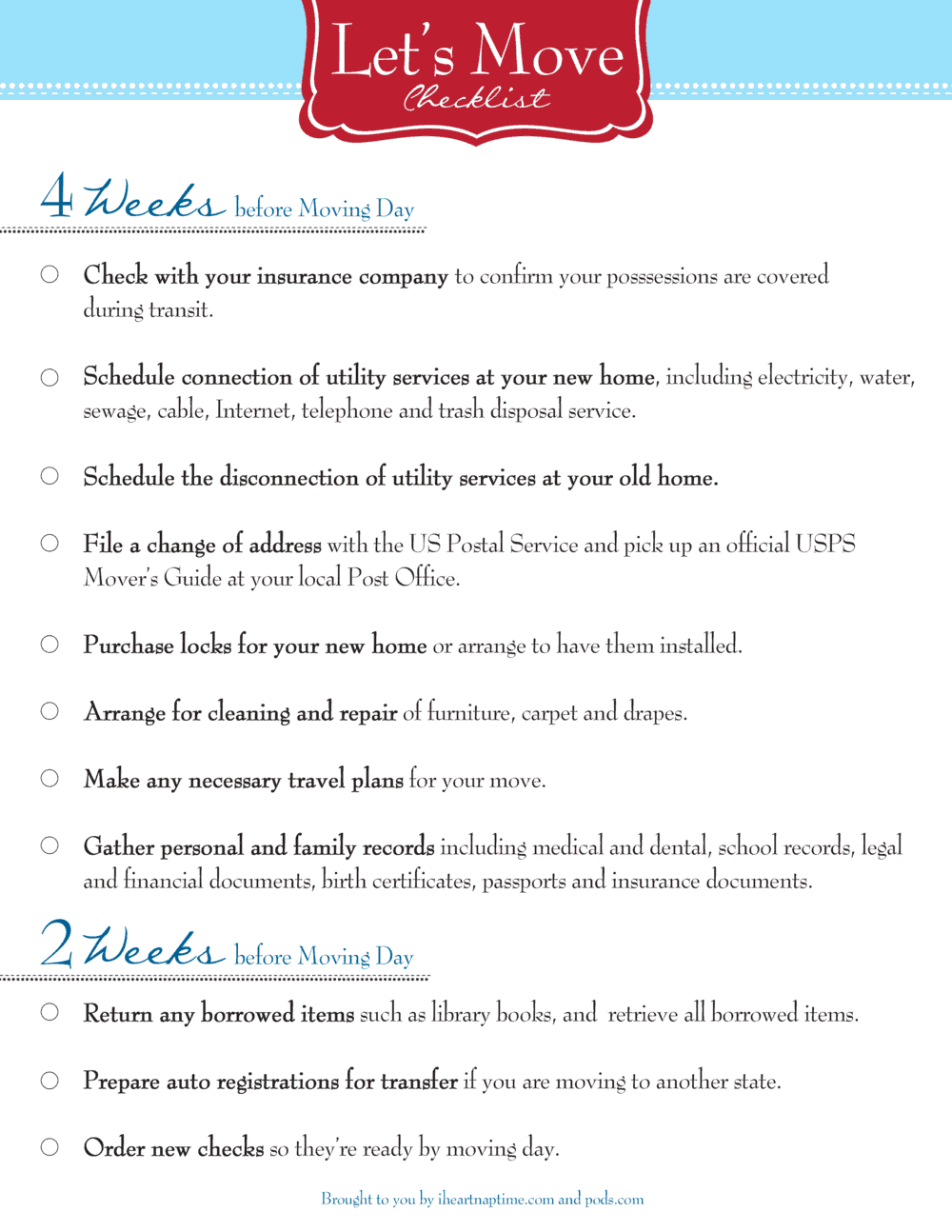 moving to another state checklist