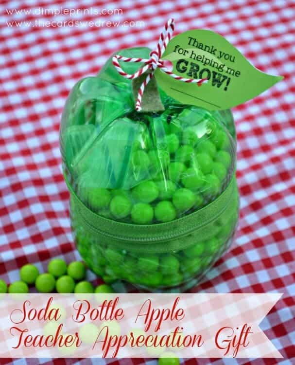 soda bottle apple teacher appreciation gift with free tag from DimplePrints and The Cards We Drew