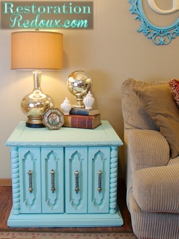 teal side table