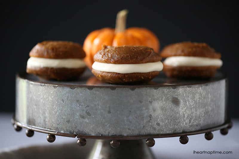 A close up of pumpkin whoopie pies