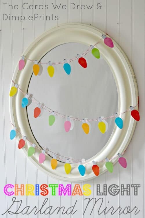 Christmas Light Garland Mirror with Free Printable from DimplePrints