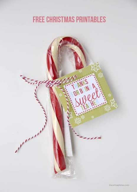 Cañas de caramelo con imprimibles de Navidad