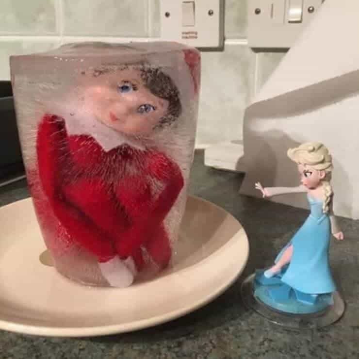 Elf frozen in ice.