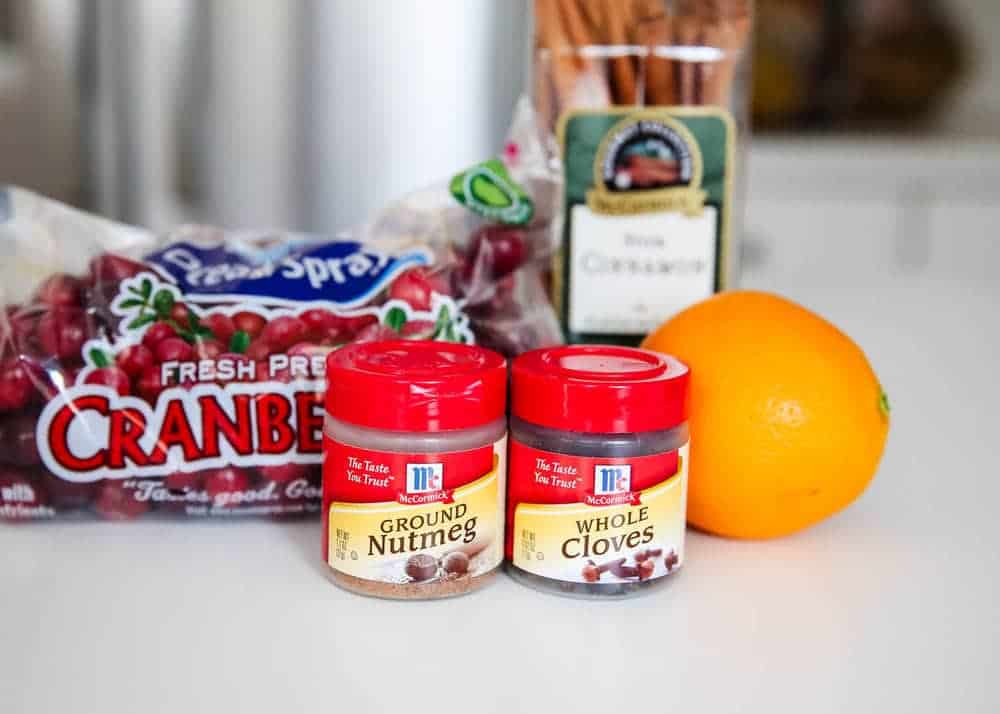 Potpourri ingredients on counter.