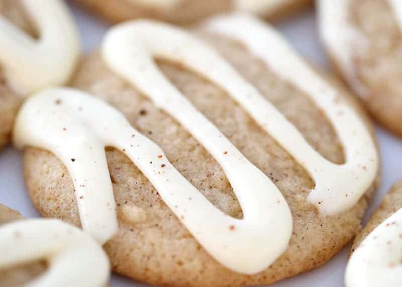 Super soft eggnog cookies with eggnog icing