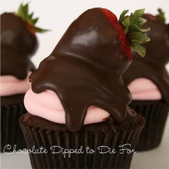 chocolate dipped strawberry cupcakes