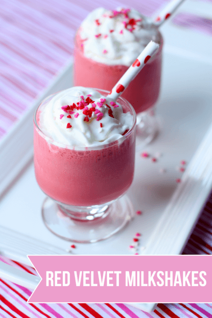 mini red velvet milkshakes in glass