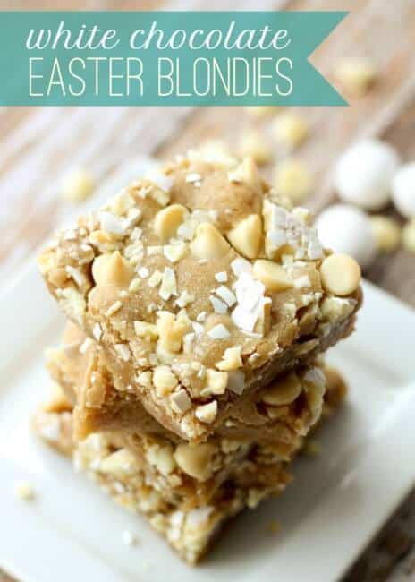 White Chocolate Easter Blondies on plate