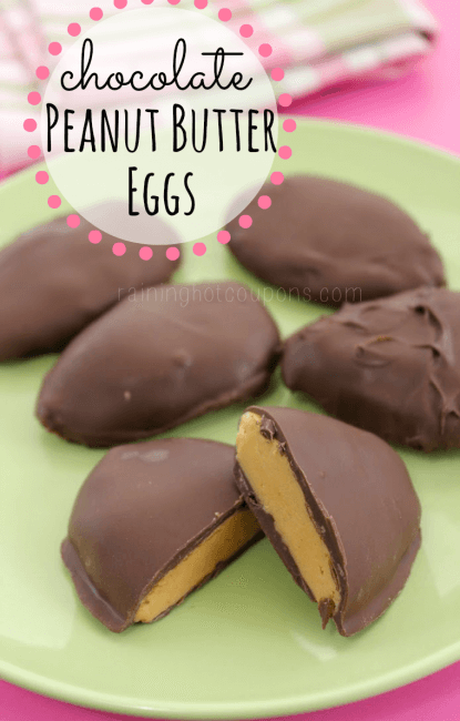 Chocolate Peanut Butter Eggs on plate