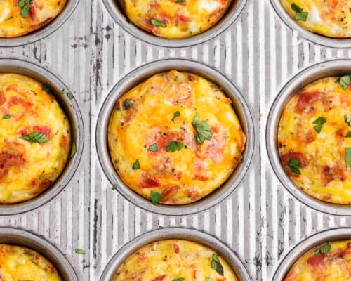 hash brown egg cups cooking in pan