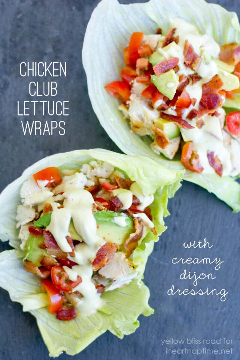 These chicken club lettuce wraps are a quick and easy lunch idea made with only a few ingredients! They're low carb, low calorie and grain and gluten-free. Chicken club lettuce wraps.
