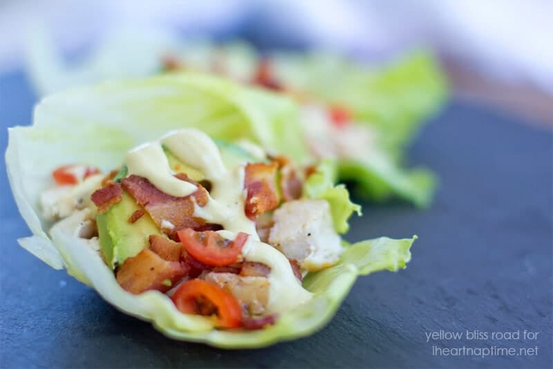 Chicken bacon lettuce wraps.