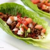 lettuce cup with taco meat and pico de gallo