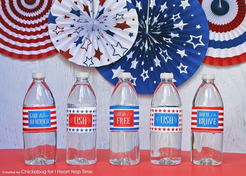 4th of july water bottle labels