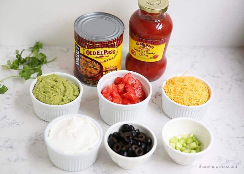 Ingredients for 7 layer bean dip