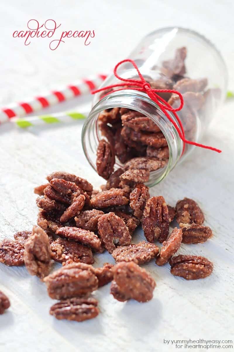 Candied pecans in a jar