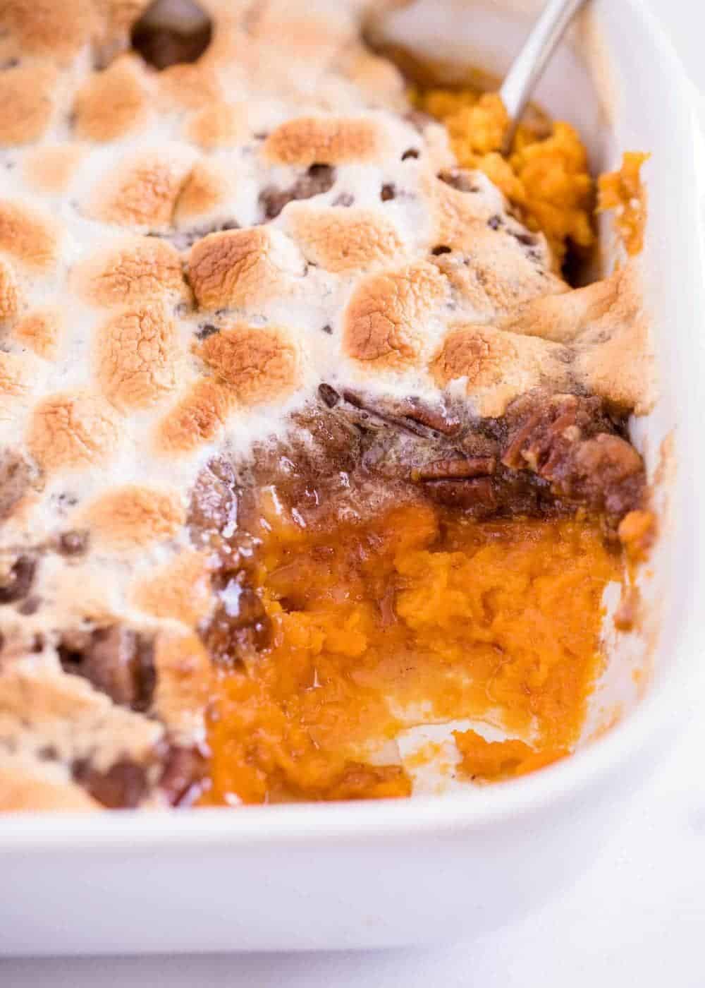 Sweet potato casserole with marshmallows.