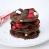 Chocolate peppermint cookies - a chewy, fudge-y cookie topped with peppermint candies. The perfect holiday cookie!