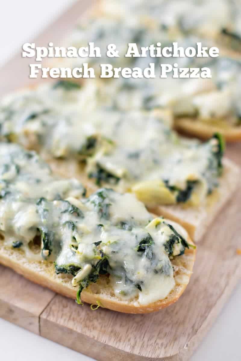 Spinach and Artichoke French Bread Pizza title