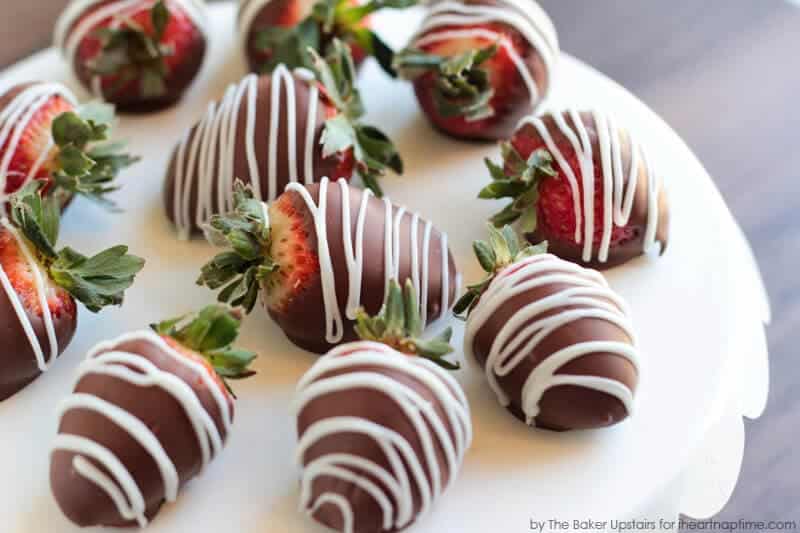 chocolate covered strawberries on plate 
