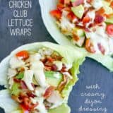 chicken club lettuce wraps with ranch drizzled on top