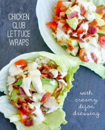 chicken club lettuce wraps with ranch drizzled on top