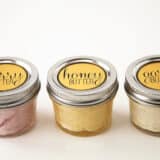 sweet and savory compound butter in mini mason jars with labels