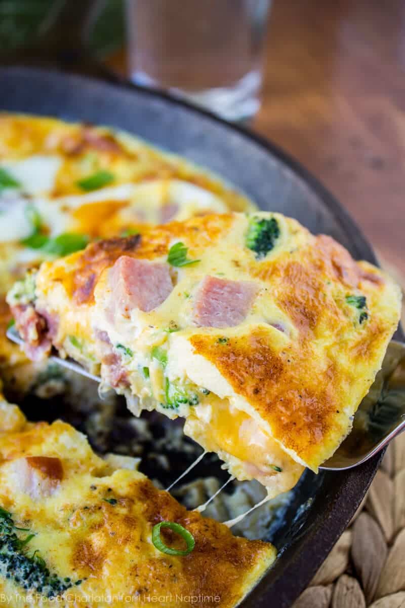 Cheesy Ham and Broccoli Frittata.