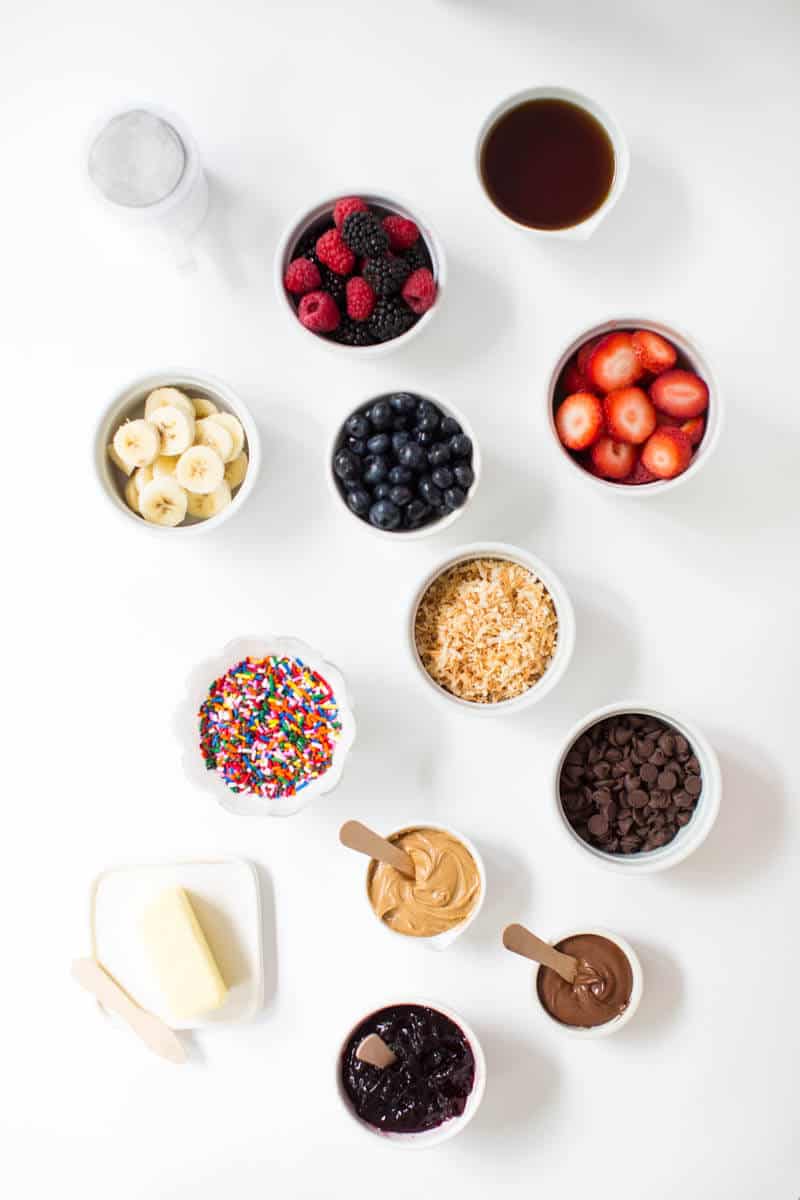 Waffle bar toppings.