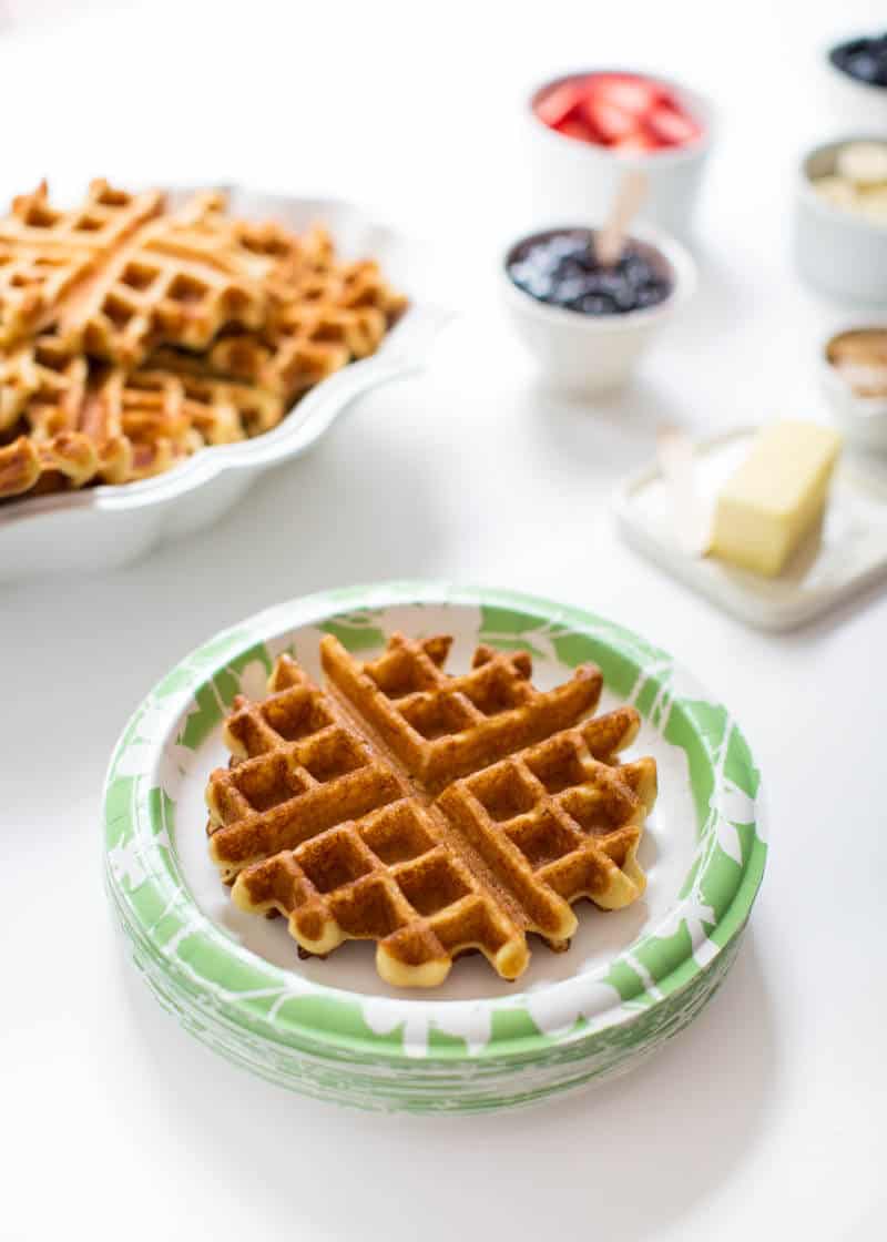 Waffle on a plate.