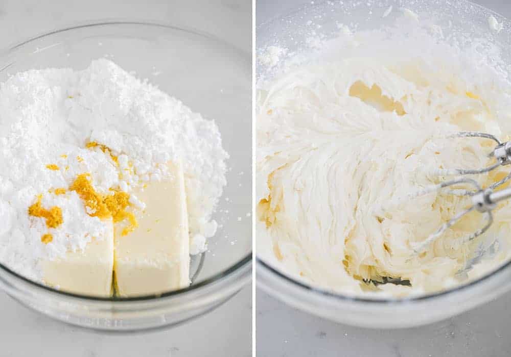 Mixing orange butter in bowl.
