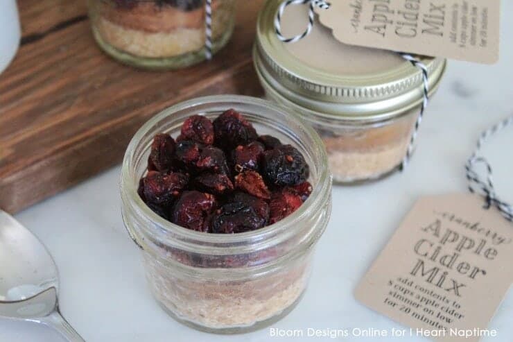 cranberry apple cider mix in mason jar