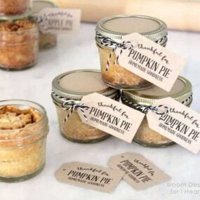 Mason Jar Pies To Go with Free Printable Tags - perfect for any holiday gathering! Get the instructions, recipes, and free downloads at iheartnaptime.com